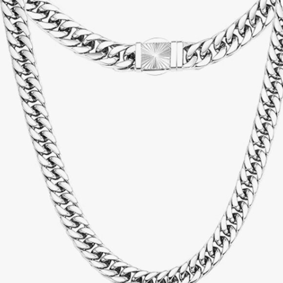 925 Sterling Silver Plated Stainless Steel 9mm Cuban Link Unique Closure - Picture 4 of 10